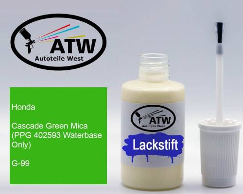 Honda, Cascade Green Mica (PPG 402593 Waterbase Only), G-99: 20ml Lackstift, von ATW Autoteile West.